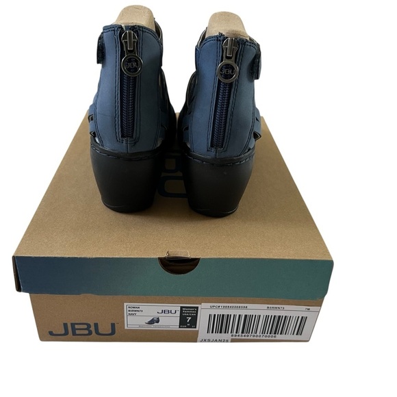 JBU Rowan Wedge Sandal Navy Blue With A Caged Upper Size 7 New In Box - Picture 5 of 8